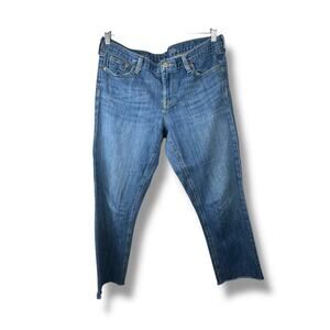 J.Crew Matchstick Medium Wash Frayed Mid Rise Denim Jeans Size 32 Short Petite